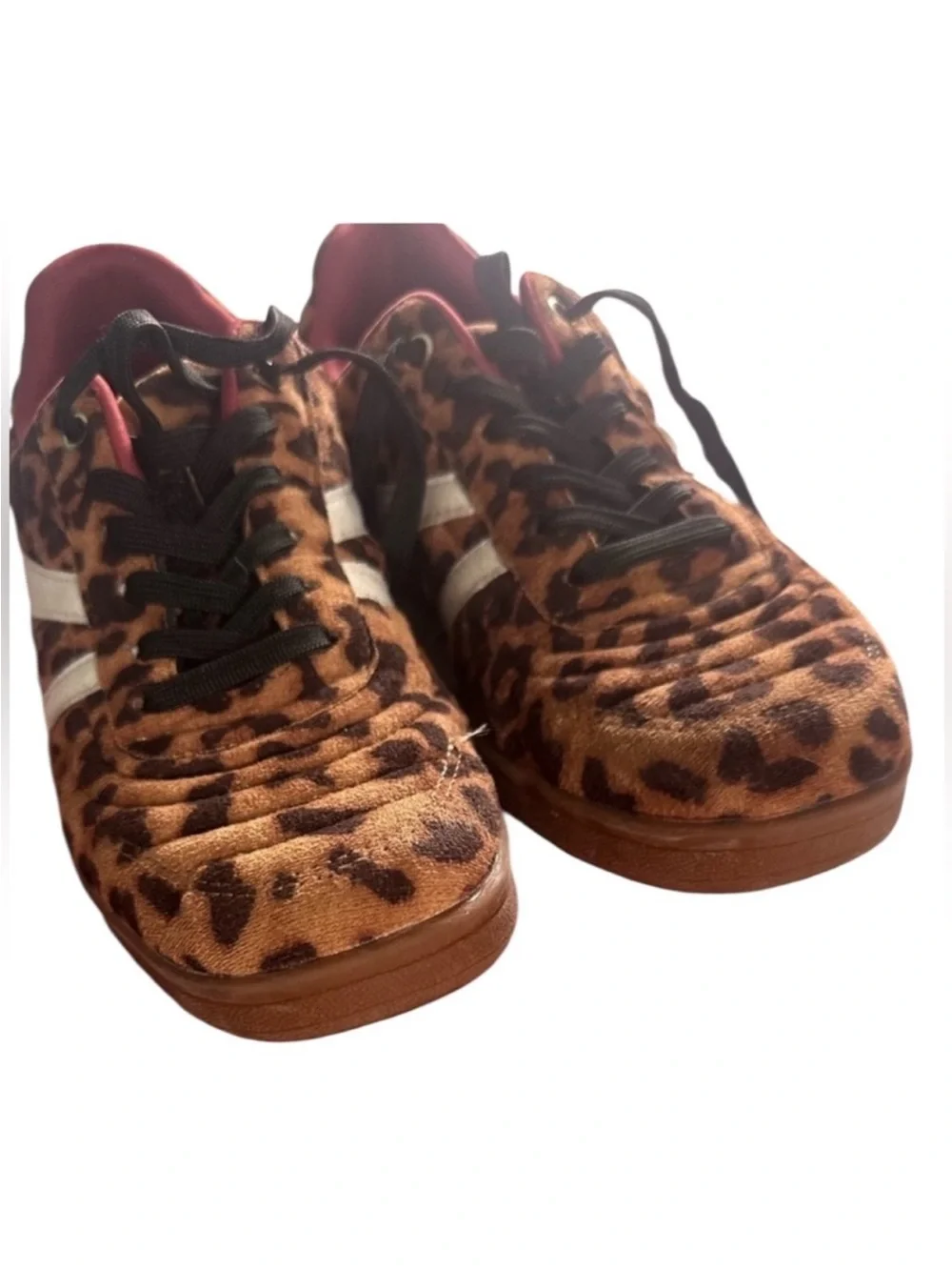 Steve Madden Women’s Lace Up Leopard Print Sneakers with Pink Lining